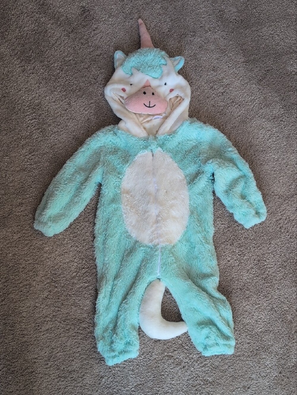 🦄 Coco Village Plush Mint Unicorn One-Piece Halloween Costume (2t)